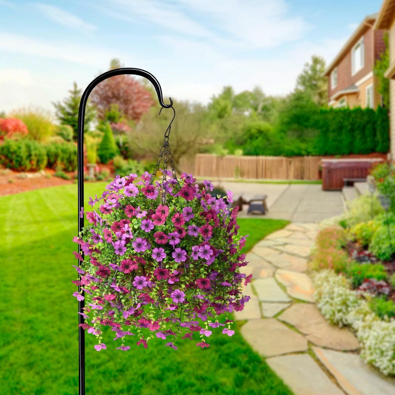 ZFProcess Artificial Hanging Flowers for Outdoors Spring Decoration, 2PCS Silk Fake Daisy Realistic Outdoor Flowers UV Resistant Porch Patio Window Yard Decor(Light Purple Red) - Image 4