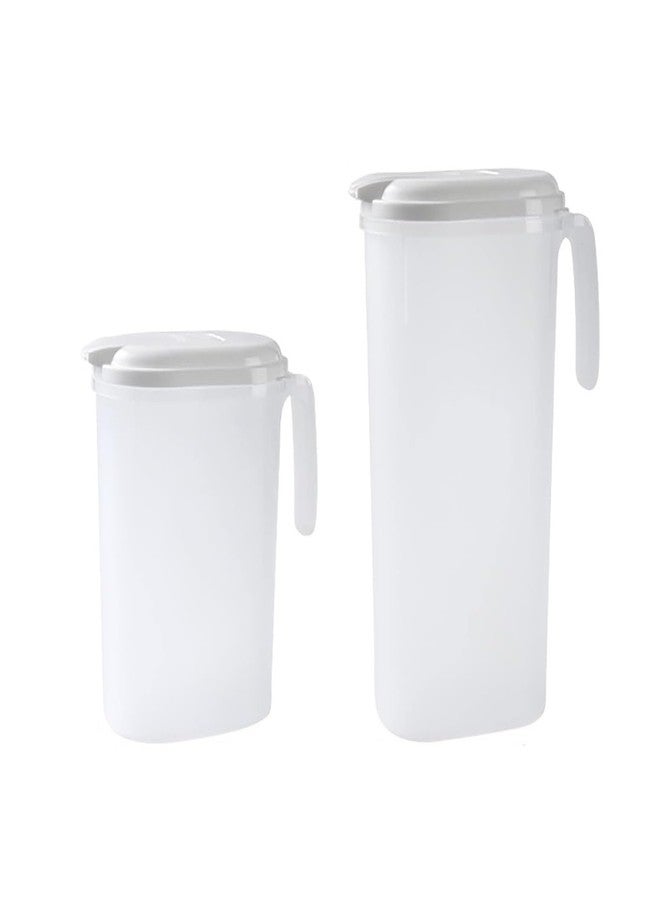 DOLIVA Plastic Multipurpose Jug, Transparent Jug, Pitcher For Serve Water, Milk, Ice Tea, Juice, Beverages, Cocktail, Jug With Lid, 1600 Ml And 2200 Ml, Pack Of 2 - Image 1