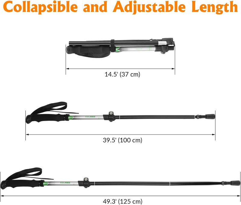 C-Line Travel Folding Trekking Hiking Pole with Carrying Case,Collapsible Cane Adjustable Walking Stick Portable Mobility Aid for Women Men Hikers Gift,Black - Image 5