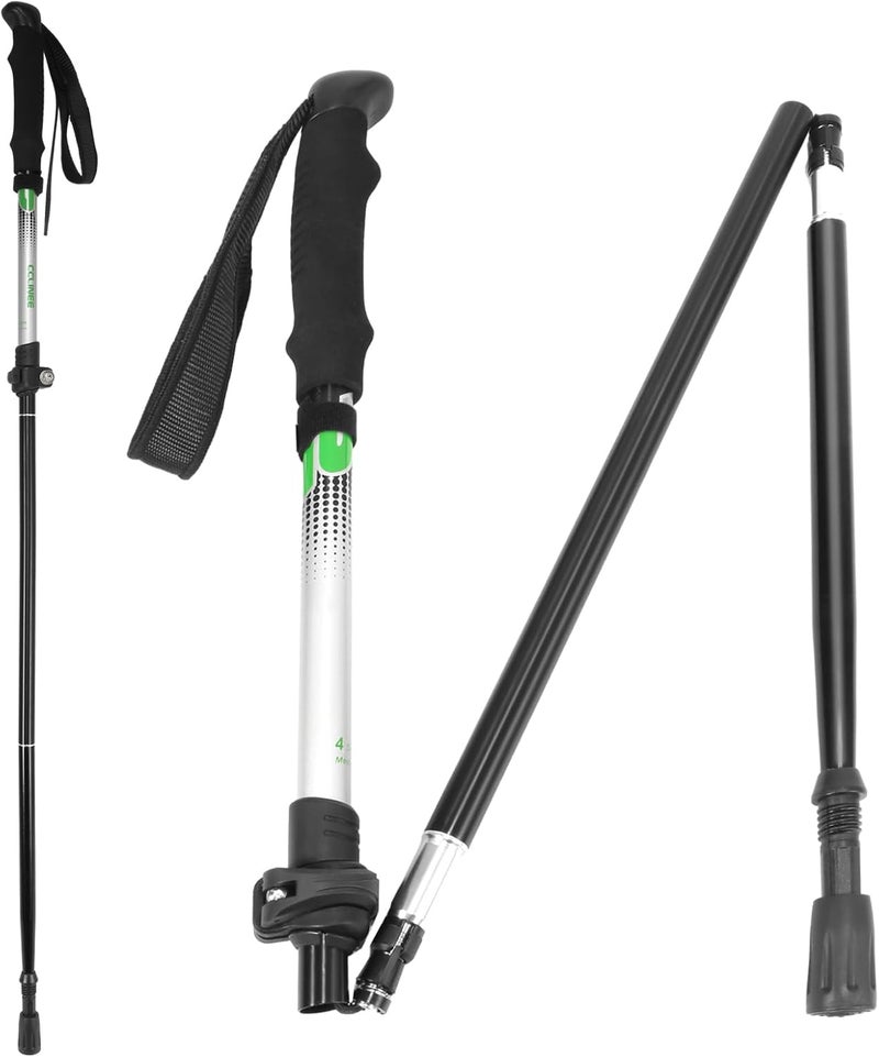 C-Line Travel Folding Trekking Hiking Pole with Carrying Case,Collapsible Cane Adjustable Walking Stick Portable Mobility Aid for Women Men Hikers Gift,Black - Image 1
