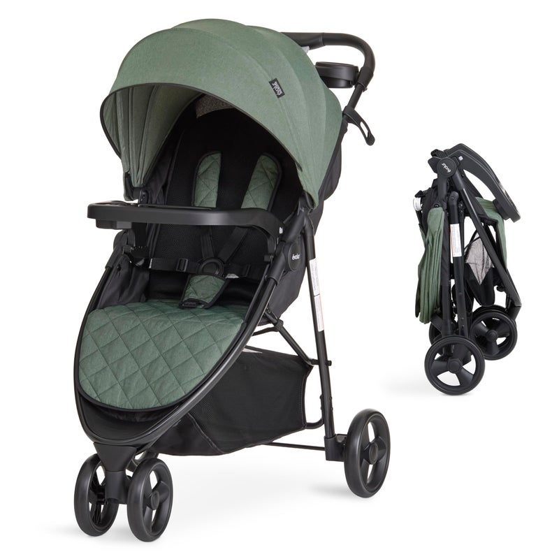 Evolur Breeze Stroller in Green, Adjustable Backrest & Canopy, Compact Fold Lightweight Baby/Toddler Stroller with Storage Basket - Image 1