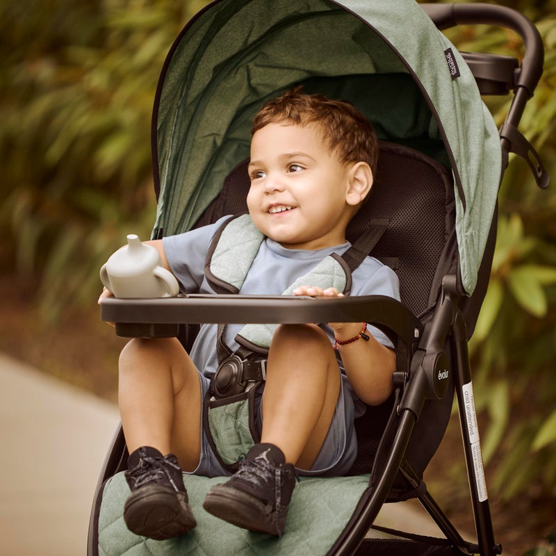 Evolur Breeze Stroller in Green, Adjustable Backrest & Canopy, Compact Fold Lightweight Baby/Toddler Stroller with Storage Basket - Image 5