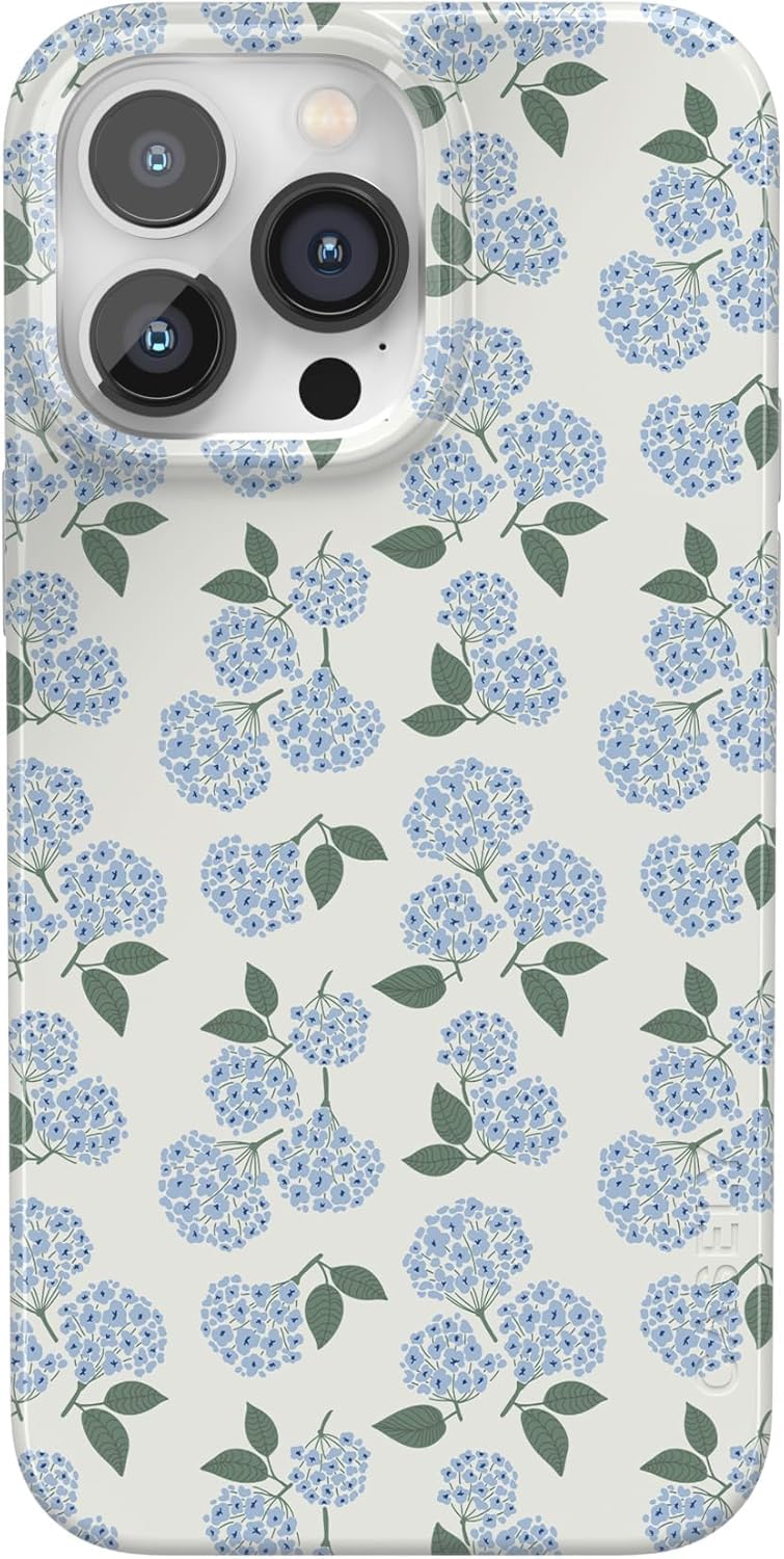 Casely iPhone 14 Pro Case | Nantucket Cottage | Blue Hydrangea | Compatible with MagSafe | Classic Ultra Slim Design - Image 1