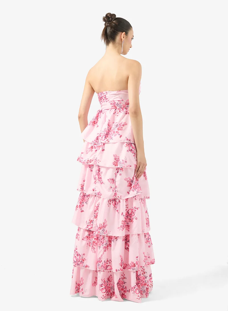 Ginger Boutique Sweetheart Neckline Corset Bodice Floral Tiered Gown