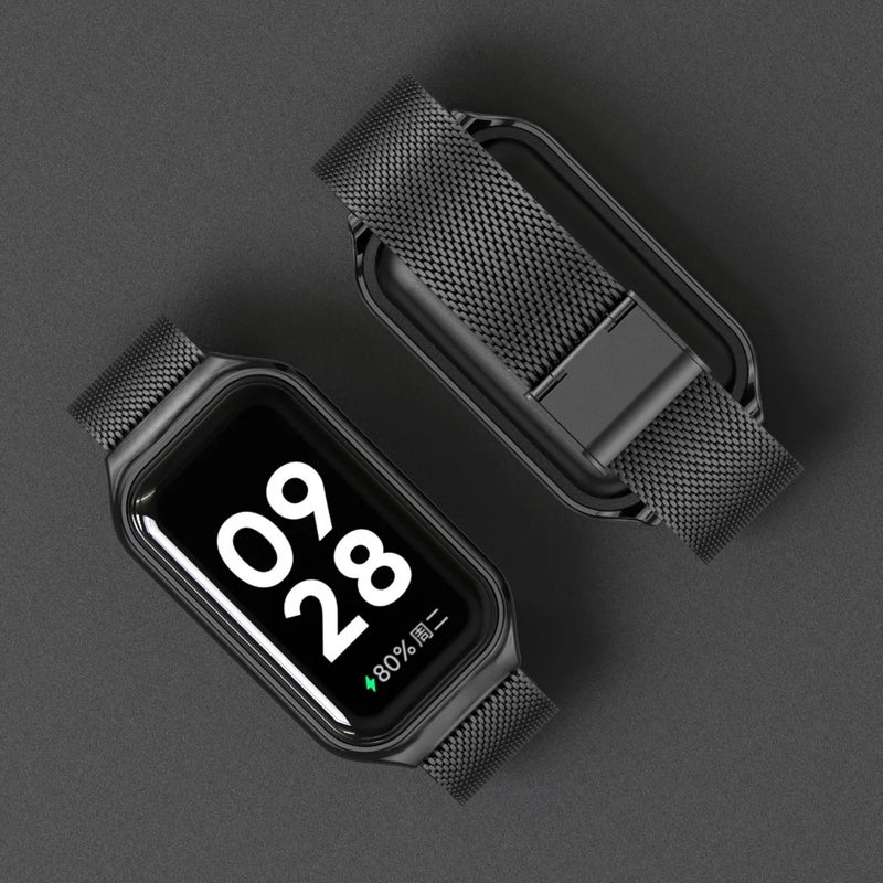 Bluejw Stainless Steel Buckle Watch Band Replacement for Xiaomi Mi 8 Active and Redmi Band 2 – Stylish Metal Integrated Strap with Durable Case Cover - Image 3