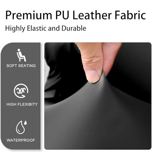 Master Pink Waterproof PU Leather Gaming Chair Cover, Ergonomic Office Computer Game Chair Slipcovers, 4pcs Set Anti-Slip Stretchy Covers for Reclining Racing Gaming Chair (Black) - Image 2