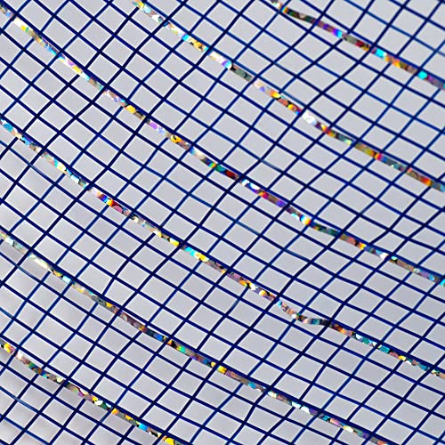 Craig Bachman Deco Poly Mesh, Metallic Navy Blue with Laser Silver Foil - 10 Inch x 30 feet - Image 4