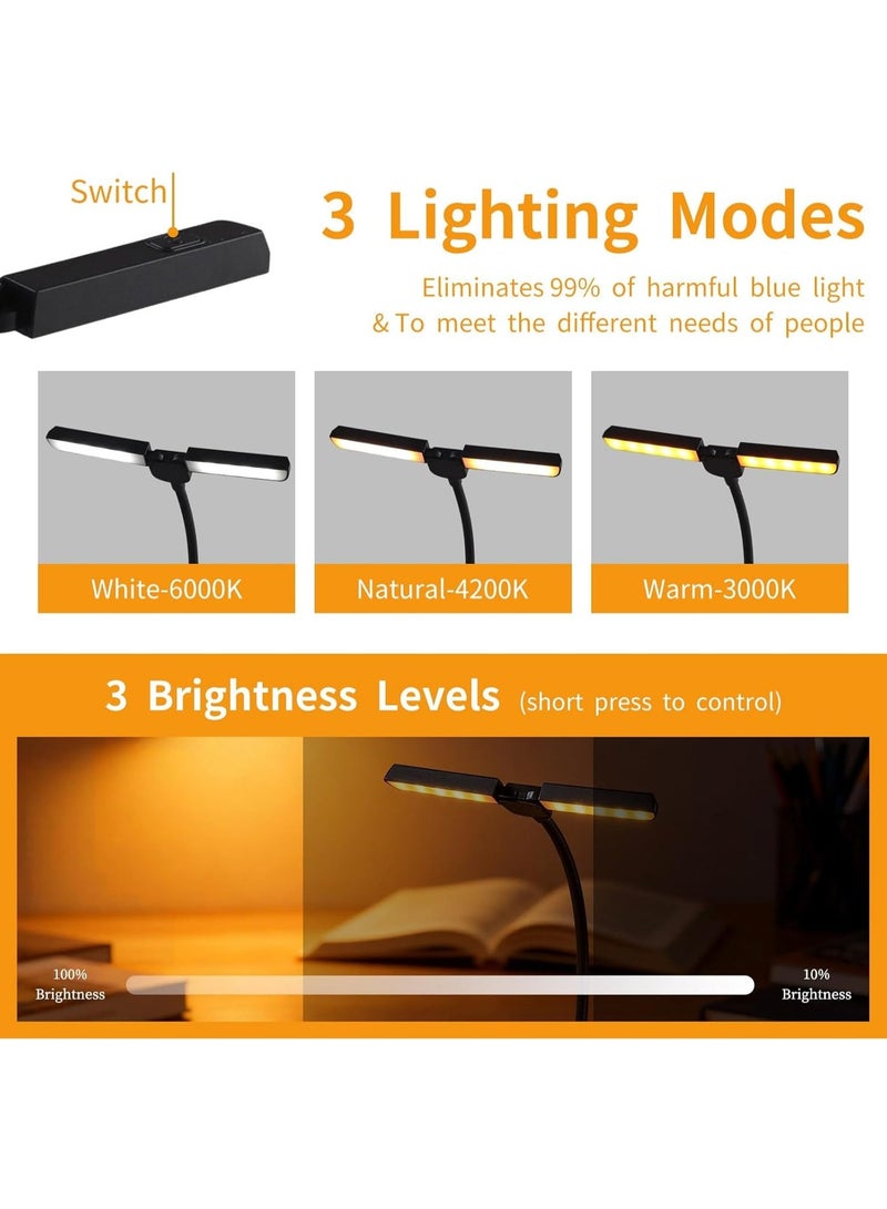 Walpck 18 LED Rechargeable Book Light, Folding Clip On Piano Lamp, Portable Professional with 5 Brightness×3 Color Temperature for Grand Piano and Book Reading,1200 mAh 80 Hrs Lasting Reading Light at Night- Eye Caring - Image 5