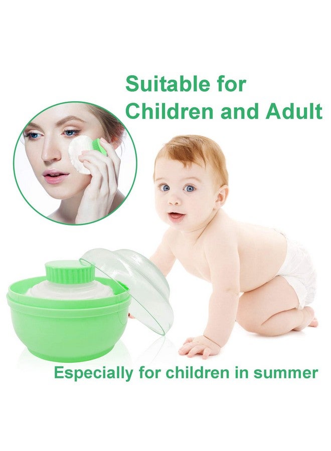 أوراسين علبة تخزين بودرة الجسم، علبة بودرة الجسم الرقيقة الكبيرة مقاس 3.15 بوصة، علبة بودرة الجسم بعد الاستحمام، علبة بودرة الوجه/الجسم للأطفال، علبة بودرة التلك التجميلية مع حامل يدوي (أخضر) - Image 2