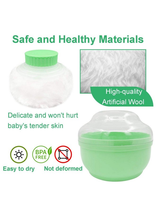 أوراسين علبة تخزين بودرة الجسم، علبة بودرة الجسم الرقيقة الكبيرة مقاس 3.15 بوصة، علبة بودرة الجسم بعد الاستحمام، علبة بودرة الوجه/الجسم للأطفال، علبة بودرة التلك التجميلية مع حامل يدوي (أخضر) - Image 4