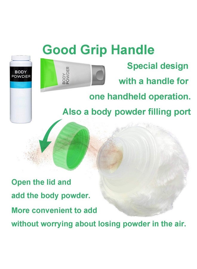 أوراسين علبة تخزين بودرة الجسم، علبة بودرة الجسم الرقيقة الكبيرة مقاس 3.15 بوصة، علبة بودرة الجسم بعد الاستحمام، علبة بودرة الوجه/الجسم للأطفال، علبة بودرة التلك التجميلية مع حامل يدوي (أخضر) - Image 3