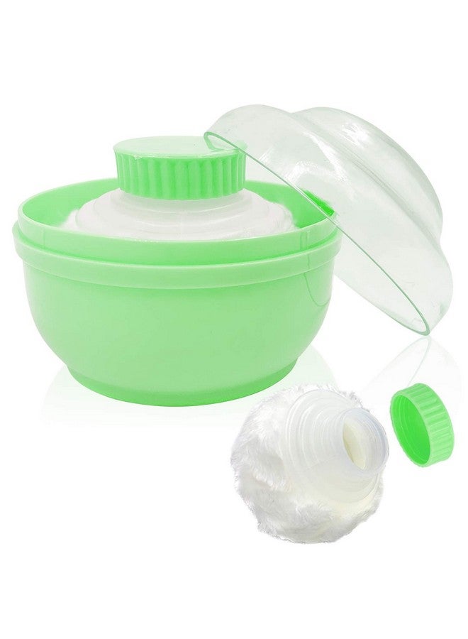 أوراسين علبة تخزين بودرة الجسم، علبة بودرة الجسم الرقيقة الكبيرة مقاس 3.15 بوصة، علبة بودرة الجسم بعد الاستحمام، علبة بودرة الوجه/الجسم للأطفال، علبة بودرة التلك التجميلية مع حامل يدوي (أخضر) - Image 1