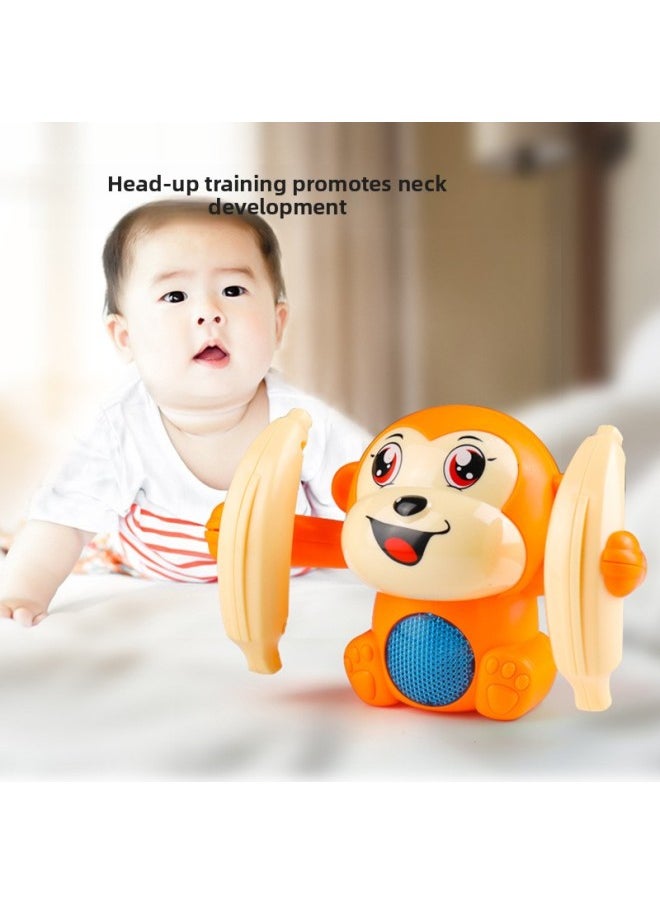 Generic - Children's Roll Monkey Electric Voice-Controlled Luminous Toy Somersault Little Monkey Baby Exercise Head-up Crawl-Color:Battery Model [purple-1 Song] Voice Controlled Fighting Monkey - Image 1