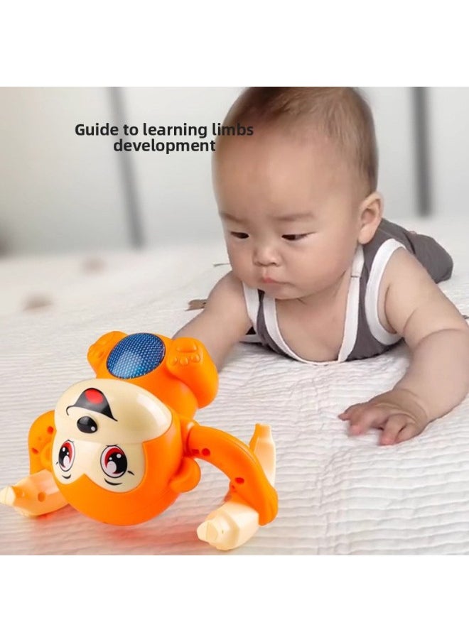 Generic - Children's Roll Monkey Electric Voice-Controlled Luminous Toy Somersault Little Monkey Baby Exercise Head-up Crawl-Color:Battery Model [purple-1 Song] Voice Controlled Fighting Monkey - Image 1