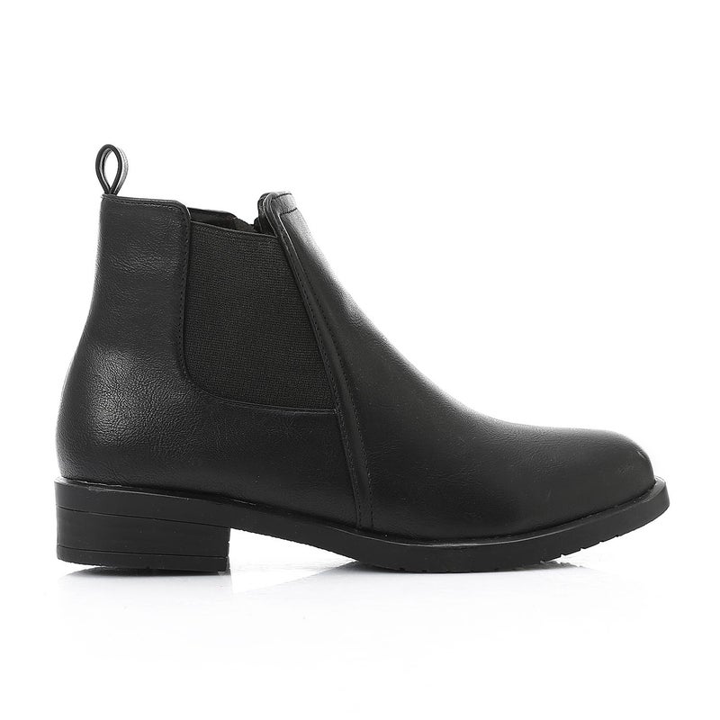 XO Style Leather Ankle Boot - Black. - Image 4