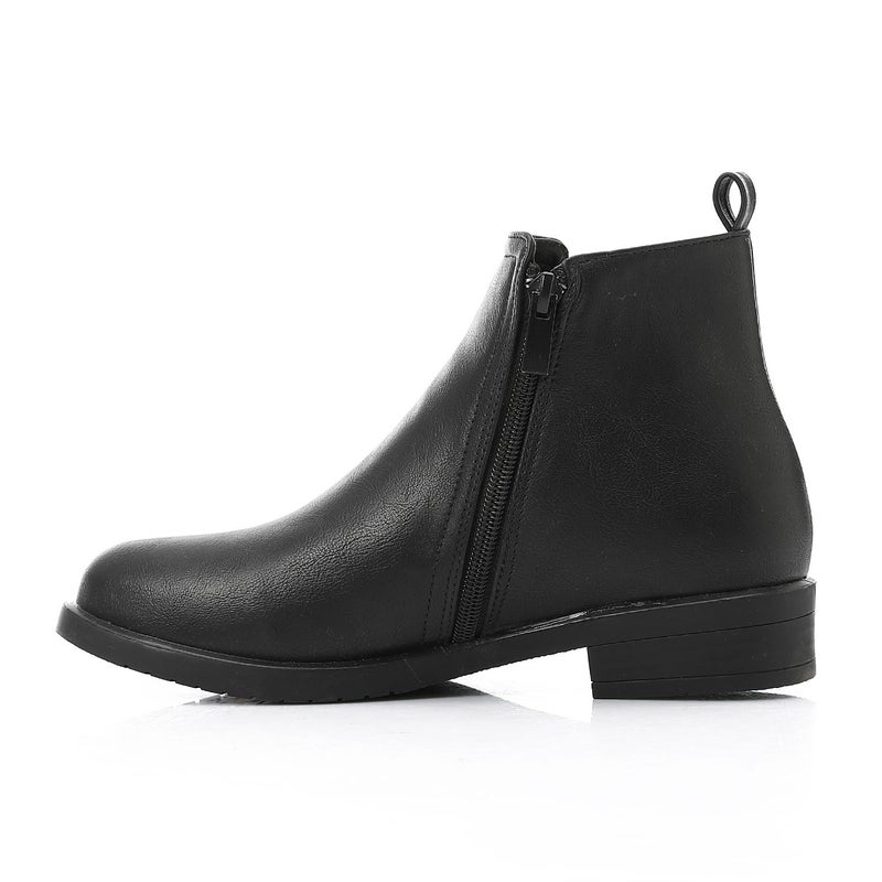 XO Style Leather Ankle Boot - Black. - Image 3