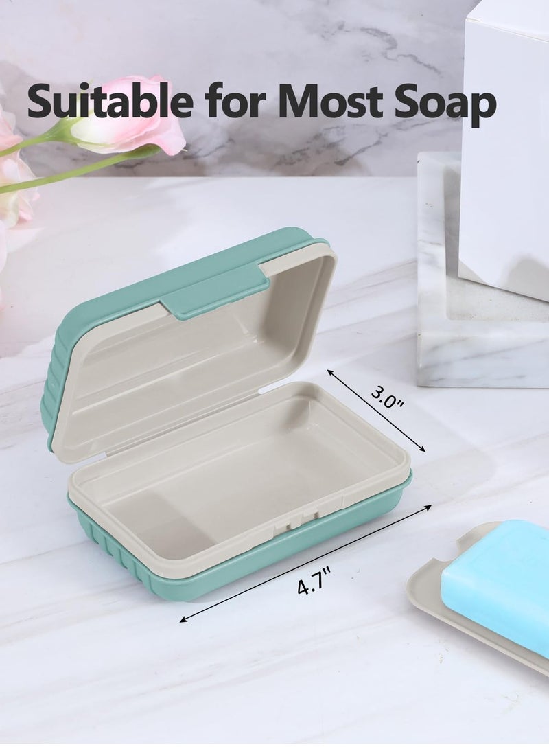 Hoasis Bar Soap Holder Dish 1 Pack for Shower, Travel Soap Case with Lid for Gym, Camping Essentials, Hiking, Travel Size Toiletries, Portable, Leakproof, Blue - Image 2