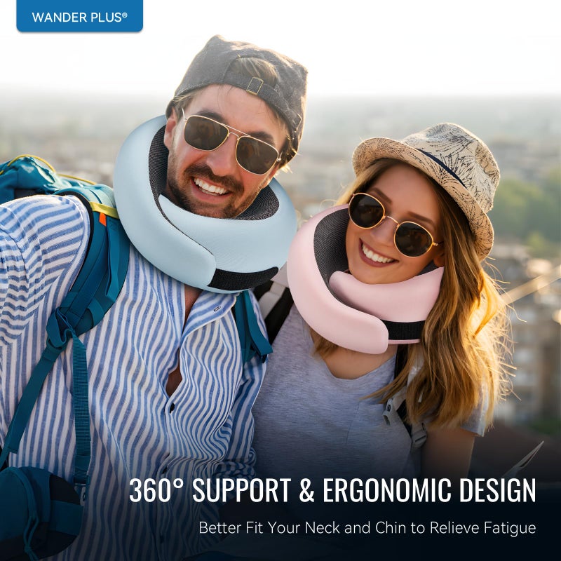 WANDER PLUSÂ® Travel Neck Pillow, Pure Memory Foam Neck Pillow for Airplanes, Comfortable Breathable Cover, 360 Degree Support Ergonomic Design Best for Sleeping Plane Train Travel Essentials Max Black - Image 5