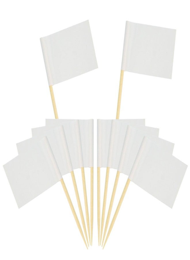 Wobe 200 Pack Blank Toothpick Flags, White Flags Labeling Marking Cake Toppers Shower Decoration Dinner Flags Cocktail Sticks for Cupcake Sandwiches Appetizers Cheese Markers - Image 1