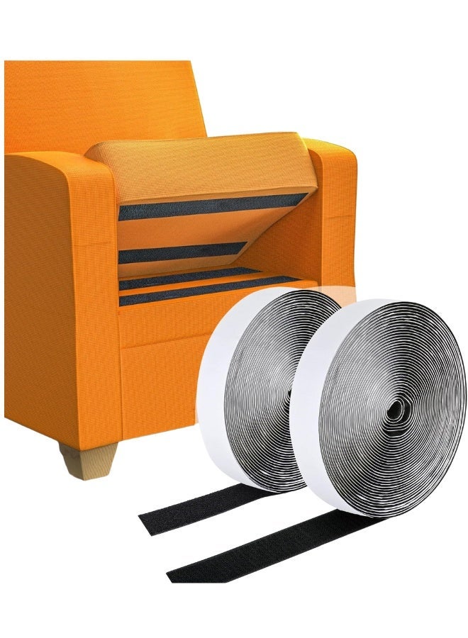 شريط لاصق ذاتي بخطاف وحلقة، عبوة من قطعتين - 2 متر × 2.5 سم، أسود، شديد التحمل، لاصق من الخلف، للاستخدام المنزلي والمكتبي والحرف اليدوية والأعمال اليدوية والاستخدام الداخلي والخارجي - Image 1