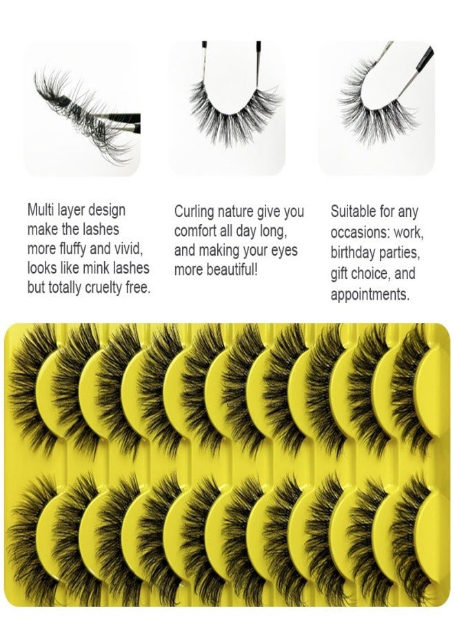 Generic Reusable Natural Eyelash Simulation Curl False Eyelash 10 Pairs Black  - Image 4
