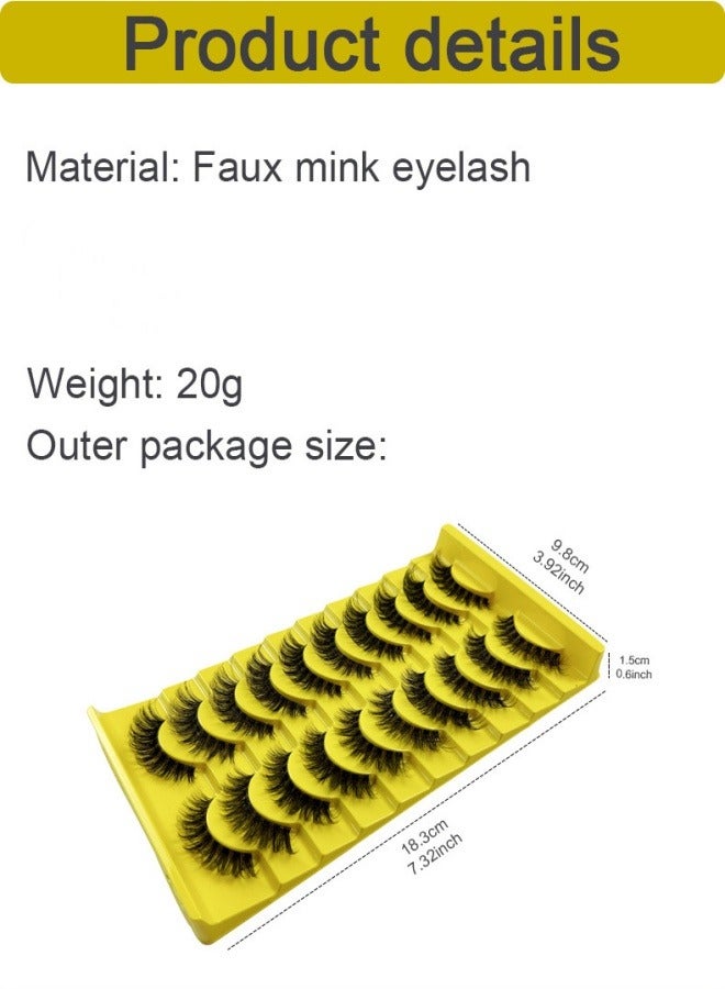 Generic Reusable Natural Eyelash Simulation Curl False Eyelash 10 Pairs Black  - Image 5