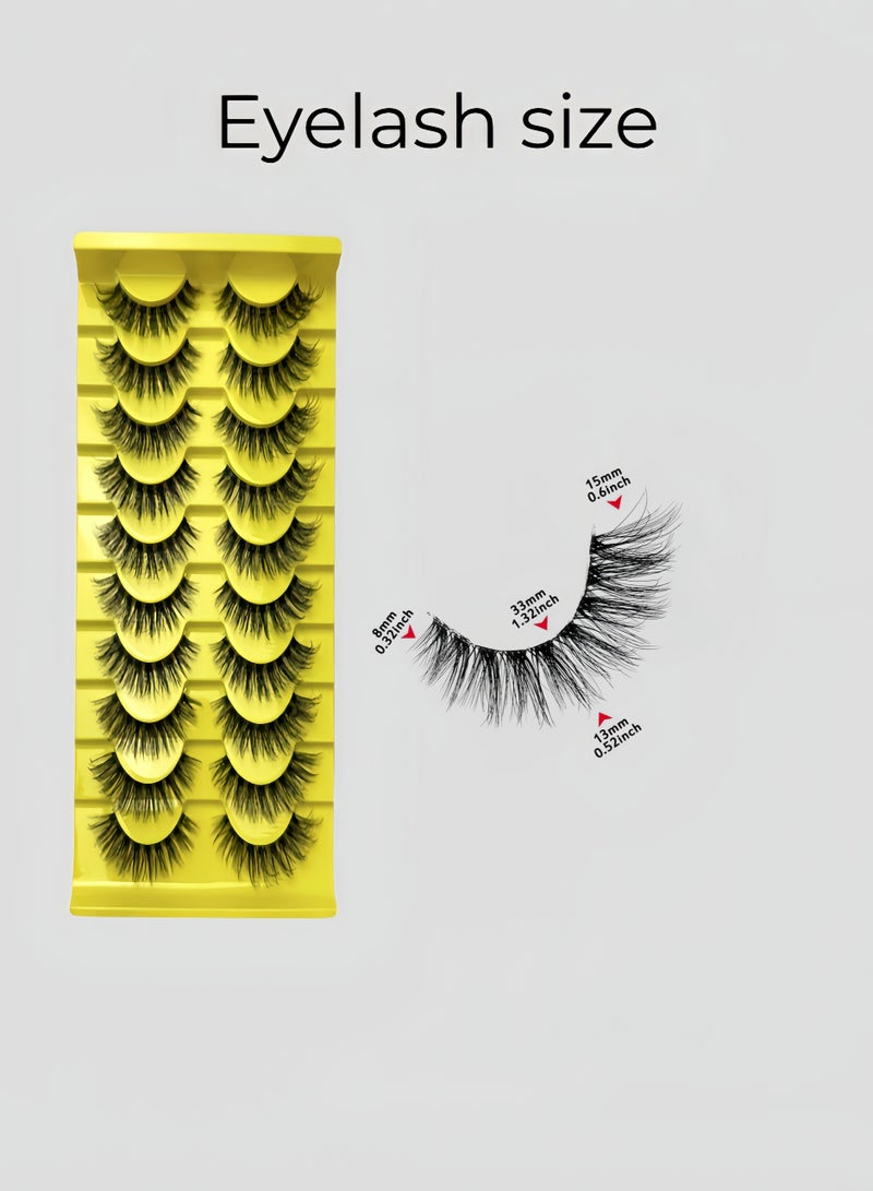 Women's lashes Reusable Natural Eyelashs Simulation Curl False Eyelashs 10 Pairs Black - Image 2