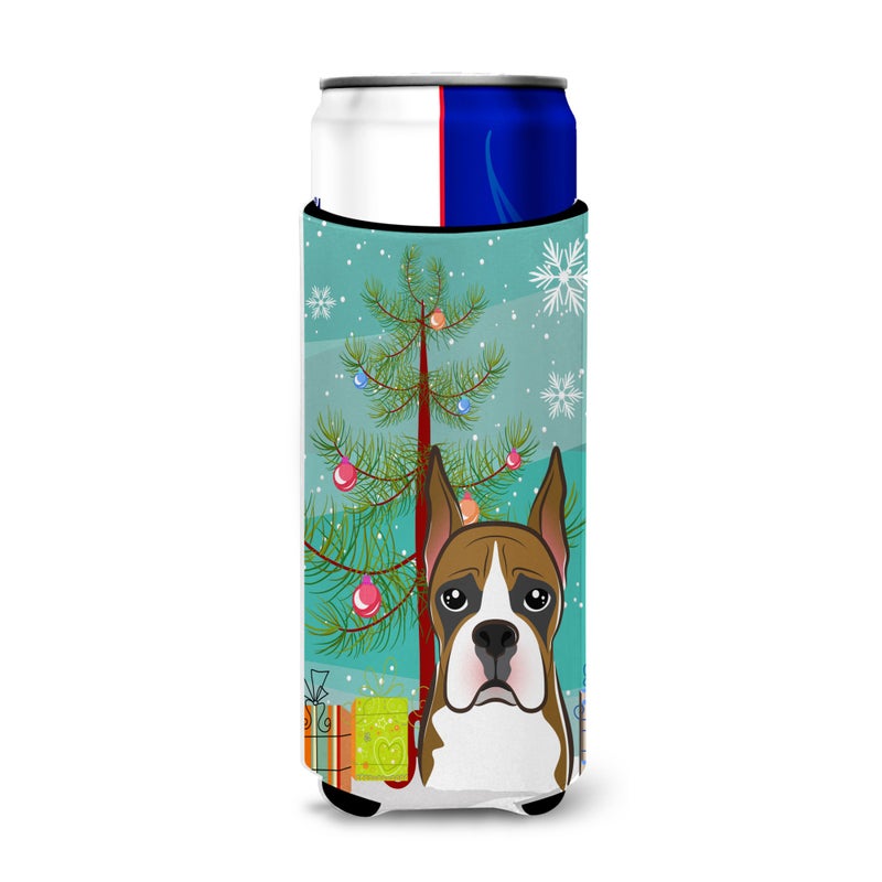 Caroline's Treasures ""Caroline's Treasures Christmas Tree and Boxer Michelob Ultra Koozies for Slim Cans  Multicolor""