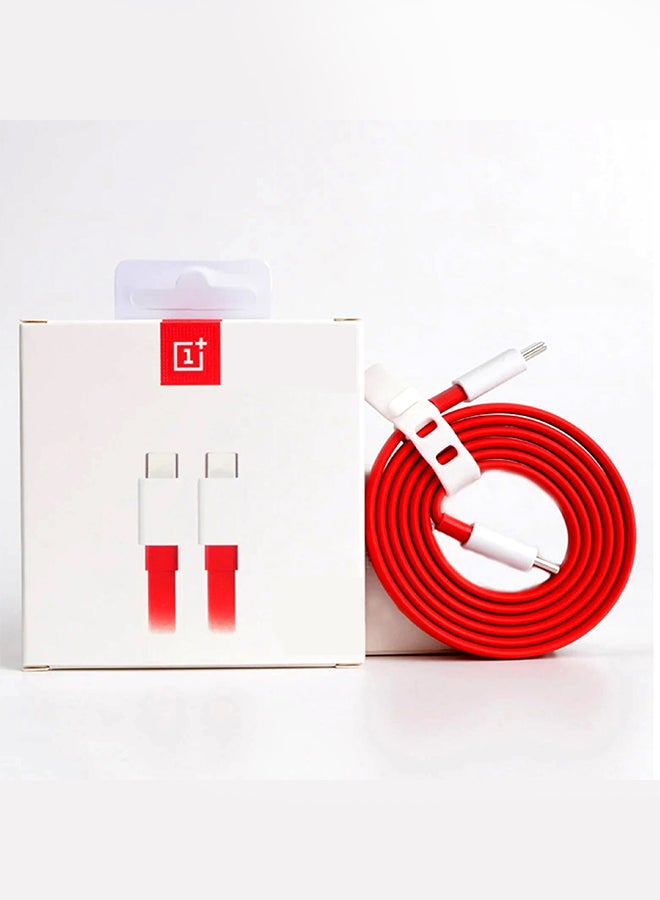 OnePlus Original Type C Warp Charging Cable Quick Charge PD Type C To Type C Dash Charging Cable 1M Red - Image 2