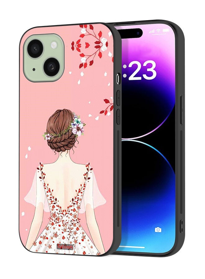 Tolwak Apple iPhone 15 Plus Protective Case Cover Standing Girl Art - Image 1