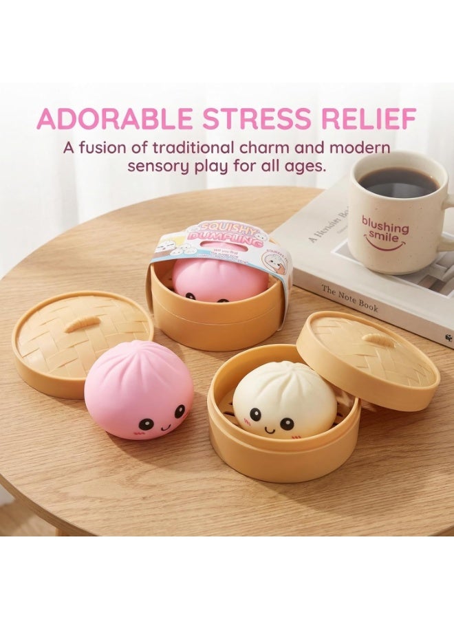 Altheqa Dumpling Squishy Mystery Box, Glitter Dumpling, Dumplings Style Stress Balls for Adults and Kids, Cute Steamer Basket Design with Squeezable Bun Stress Relief Fidget Toys,2Pcs Random color - Image 3