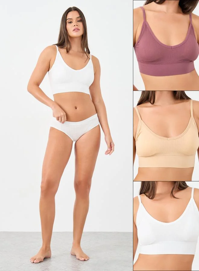 Styli Styli Pack of 3 - Padded Seamfree Crop Top