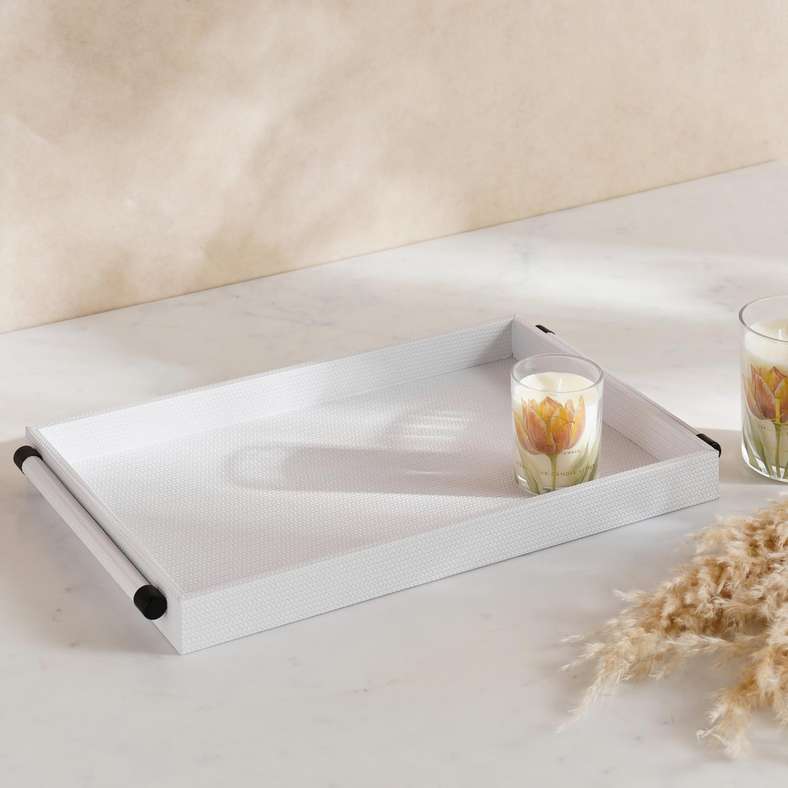 Pan Home Kate PU Decor Tray 4x30x4cm - White