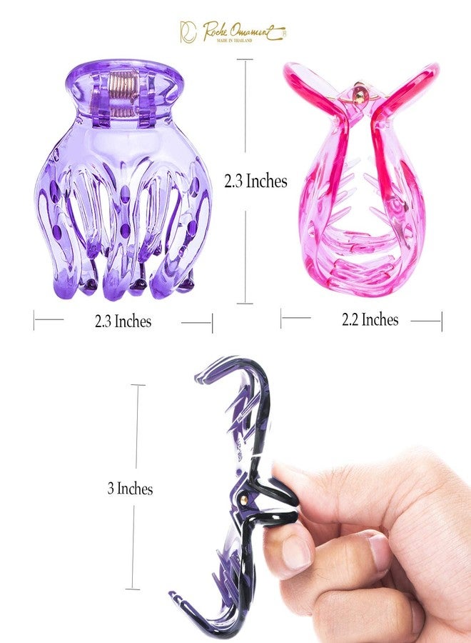 RC ROCHE ORNAMENT 6 Pcs Womens Hair Pumpkin Interlocking Teeth No Slip Secure Grip Strong Solid Ladies Beauty Accessory Classic Clamp Jaw Claw Clip, Large Transparent Multicolor - Image 5