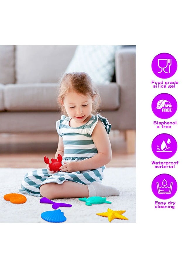 Fidget Toys Ocean Sensory Stone for Kids, 6 Pack Textured Soft Worry Stone for Autism Kids Calming, Fidget Stress Toys for Students Anxiety Relief, Small Prizes Fidget Toys  - Image 3
