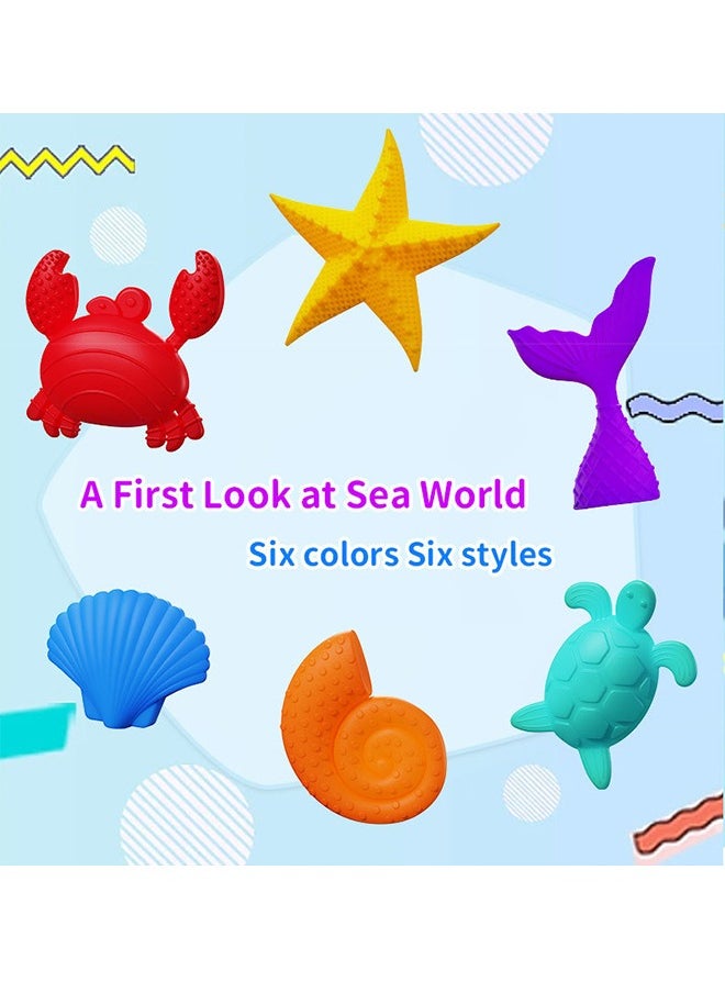 Fidget Toys Ocean Sensory Stone for Kids, 6 Pack Textured Soft Worry Stone for Autism Kids Calming, Fidget Stress Toys for Students Anxiety Relief, Small Prizes Fidget Toys  - Image 5