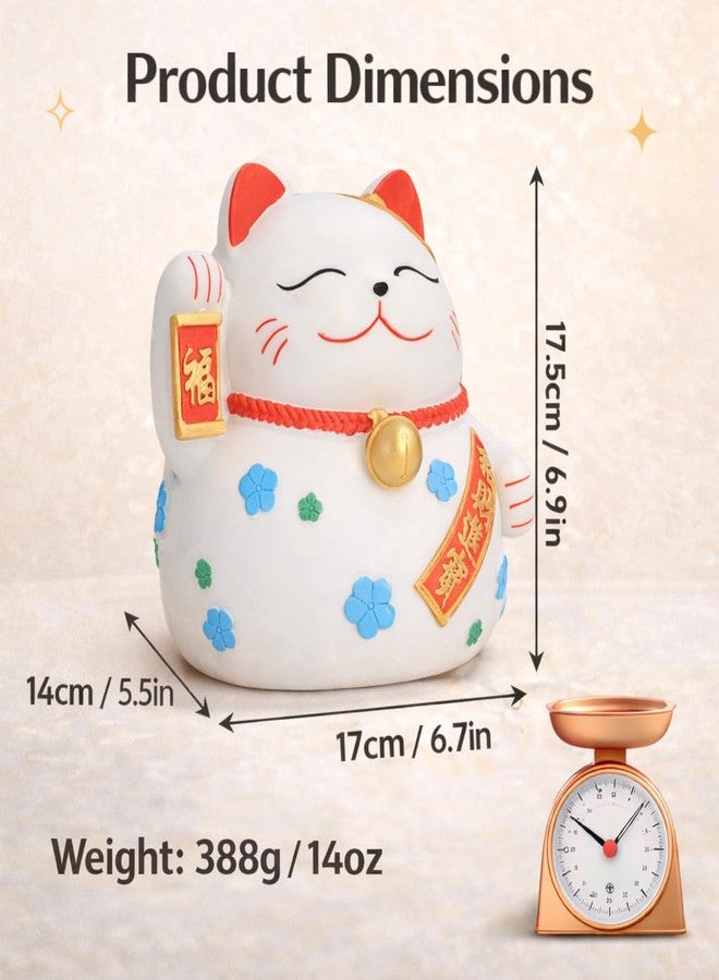 plplaaoo Lucky Cat Piggy Bank - Maneki Neko Coin Bank, Cute Japanese Money Box for Kids & Home Office, Decorative Ceramic-Style Cat Figurine for Saving, Gift for Feng Shui Decor (5.5in) - Image 2