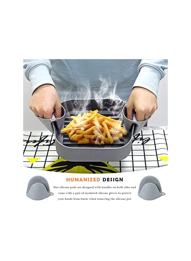 Raxoom Air Fryer Silicone Pot - Air Fryer Liners for 6.5 QT or Bigger Square, Food Safe Reusable Air Fryer Silicone Basket, Easy Cleaning Air Fryer Pan with Heat-proof Gloves - Image 2