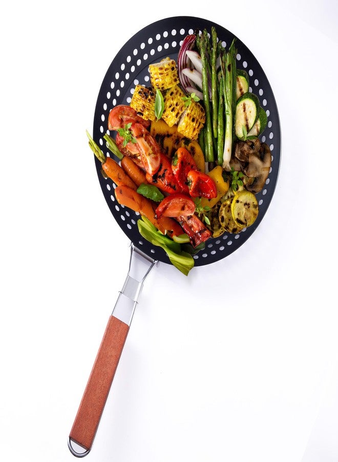 FAQQI 12-Inch Kozmatik Grill Pan Stovetop Turkish - Black Non-Stick Carbon Steel Grill Basket Vegetable with Handle | Vegetable Charring Pan for Stovetop & Grill - Image 2