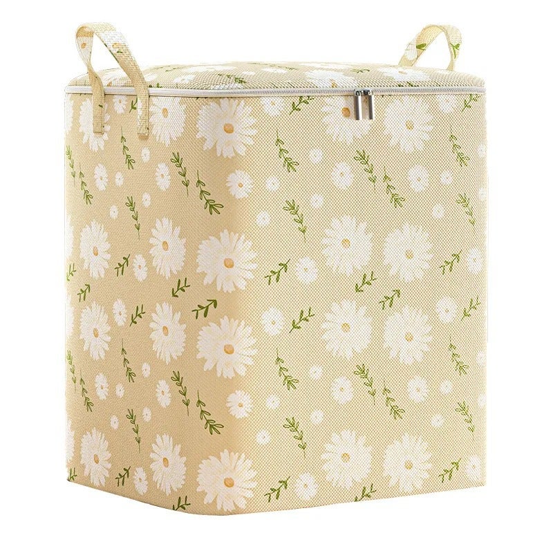 Large Capacity Foldable Clothes Organizer Bag Yellow Daisy