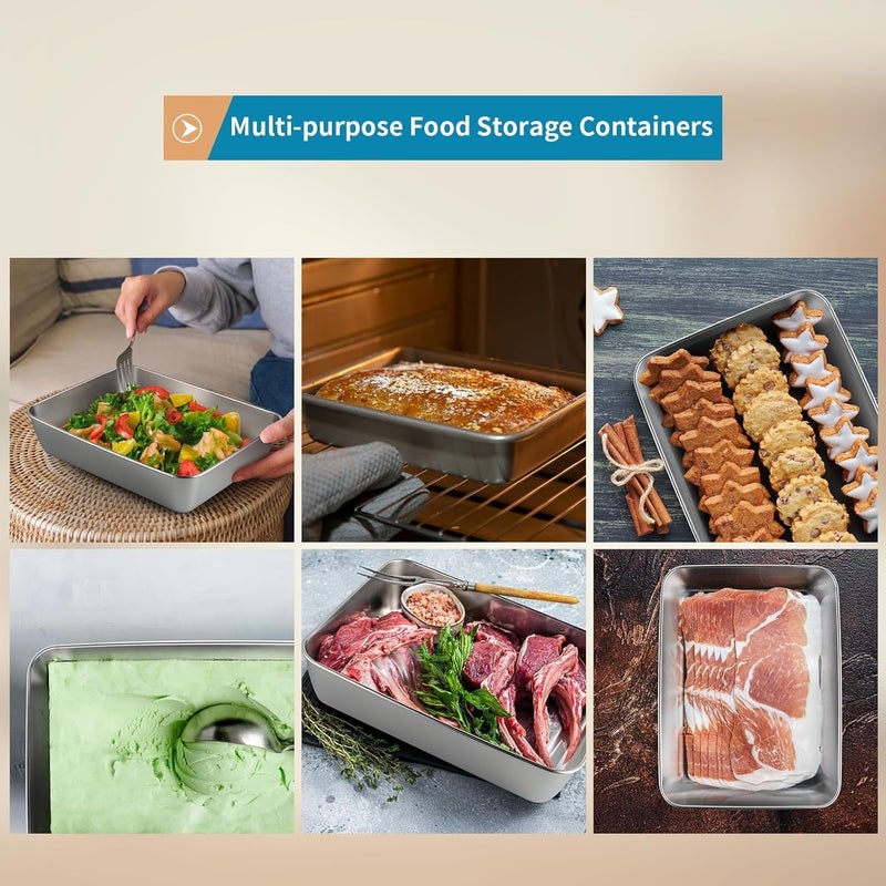 MYLIFEUNIT MyLifeUnit 4 Pcs Stainless Steel Food Containers with Clear Lids, Stackable Snack Storage Boxes, Deli Meat Keeper for Refrigerator or Picnic, BBQ Party, Office, Gym Lunch - Image 4