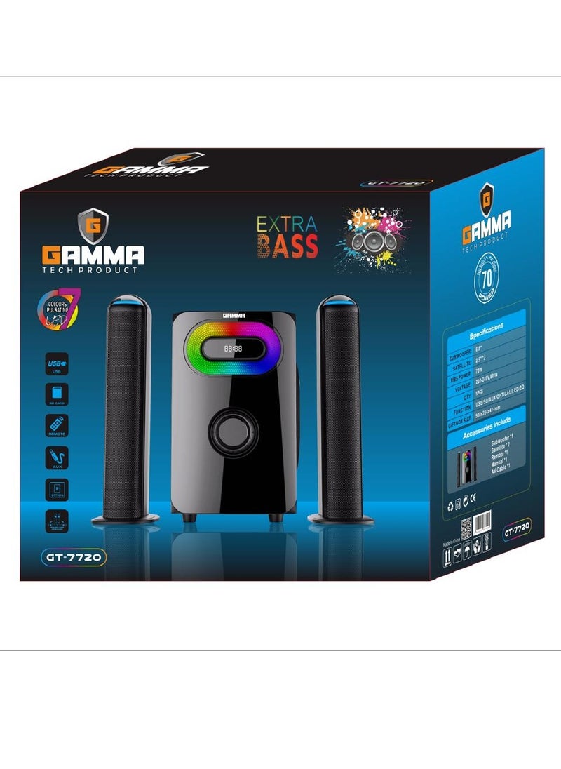 Gamma - Home Theatre - Subwoofer For Computer with Bluetooth Connection ,  AUX Cable - Memory Card port - USB port And Remote Control Model GT-7720 - Image 1