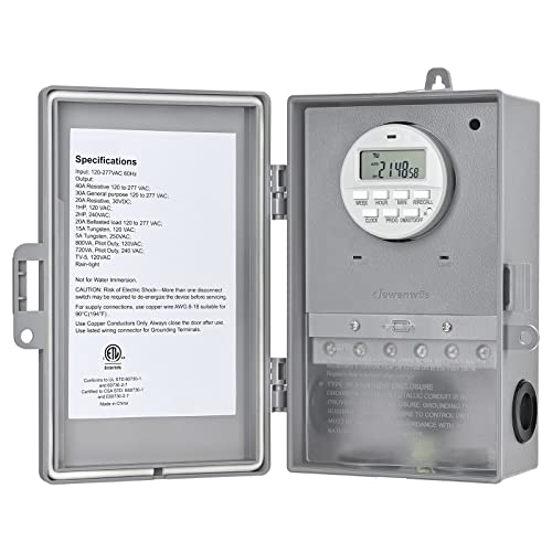 DEWENWILS Pool Pump Timer, Digital Timer Box, 2HP 40A 120-277 VAC, 7-Day 20 ON/Off Programmable Timer Switch for Water Heater, Pool Pump, SPA, Motor, ETL Listed Gray - Image 1