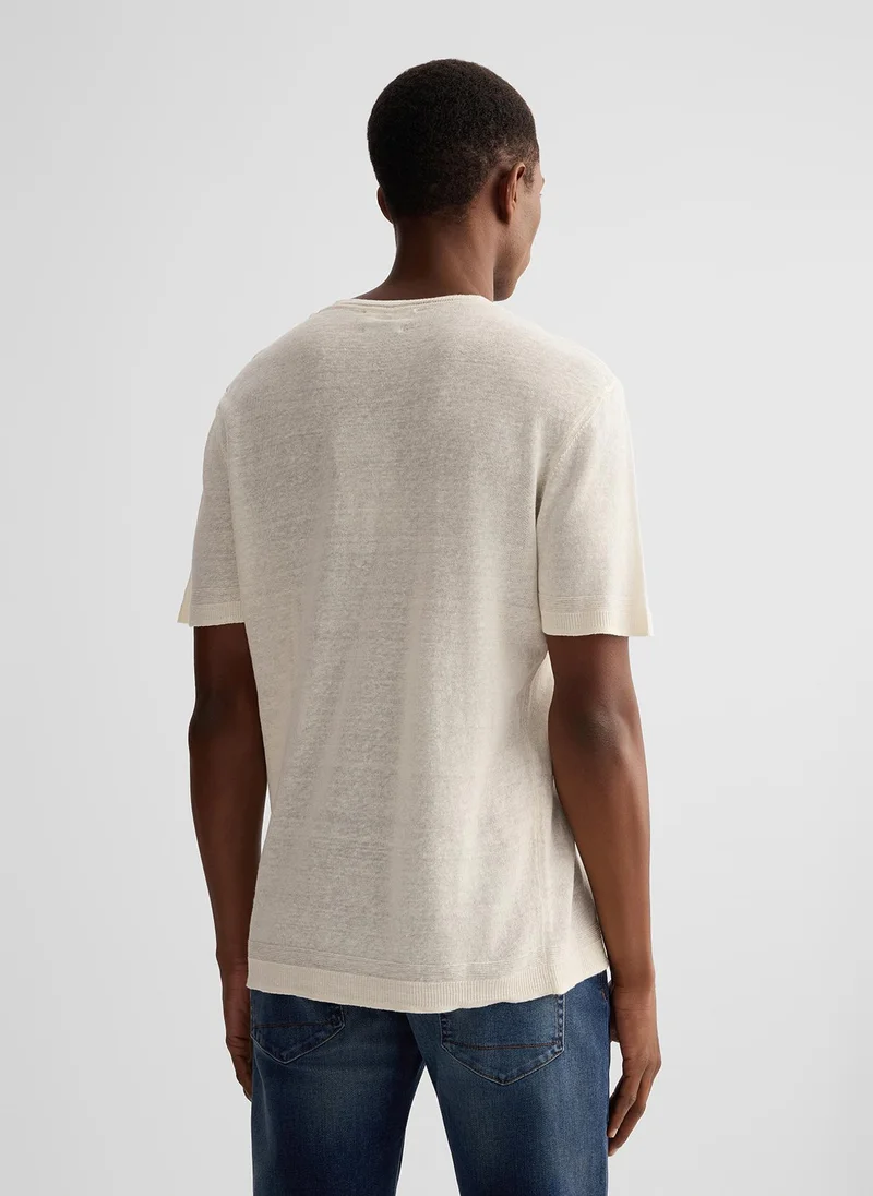 ليو جو Linen and Cotton T-Shirt