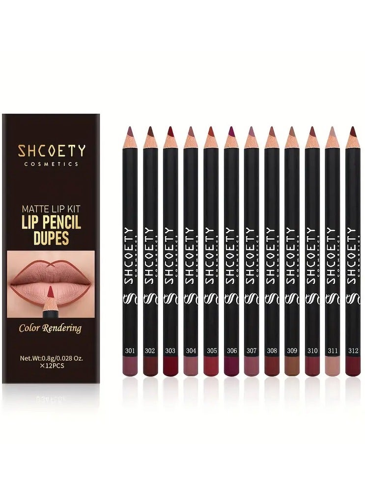 SHCOETY 12 Color Matte Lipstick Lip Liner Set Nude Long Lasting Non-Stripping, Ideal Gift For Mother's Day Makeup Set - Image 1