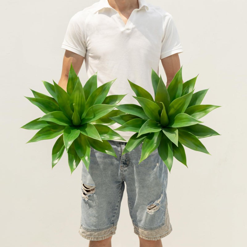 Ttranewsoo Artificial Agave PlantsLarge UV Resistant Fake Agave Planters for Indoor and Outdoor Decorating Artificial Plants for Outdoors Fake Plants 2Pack 18