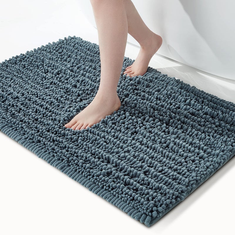FLOLEOPA Soft Plush Microfiber Bathroom Rugs Absorbent Bath Rugs Non Skid Machine Wash Dry Bath Mats for TubShower and Bath Room Floor Mats 20x32inches Dusty Blue