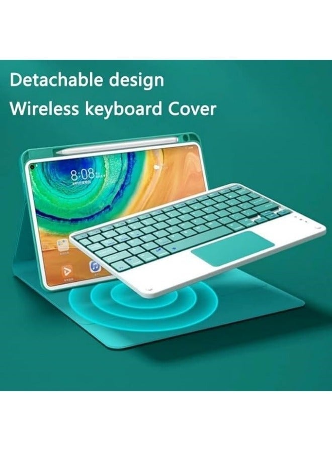 غلاف لوحة مفاتيح لاسلكية متوافق مع جهاز Xiaomi Mi Pad 6 / Pro 11 Inch 2023 ومزود بحامل للقلم، خلفية بإضاءة متعددة الألوان وماوس. - Image 3