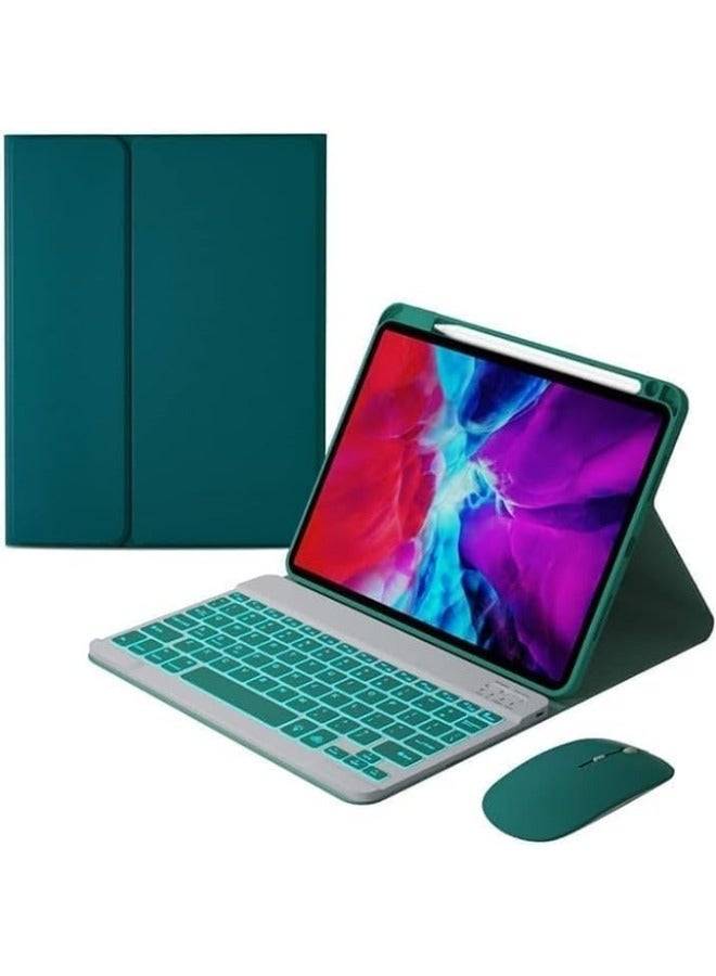 غلاف لوحة مفاتيح لاسلكية متوافق مع جهاز Xiaomi Mi Pad 6 / Pro 11 Inch 2023 ومزود بحامل للقلم، خلفية بإضاءة متعددة الألوان وماوس. - Image 1