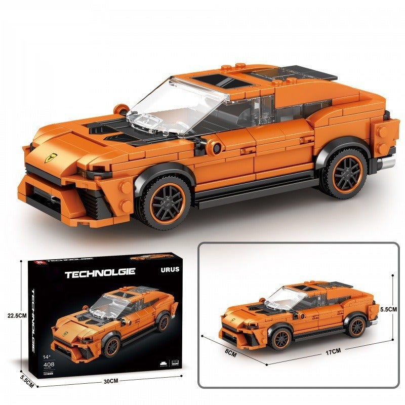 Small building blocks, eight-piece car, sports car, racing car model, educational assembly toy for boys, exclusive cross-border  supply.